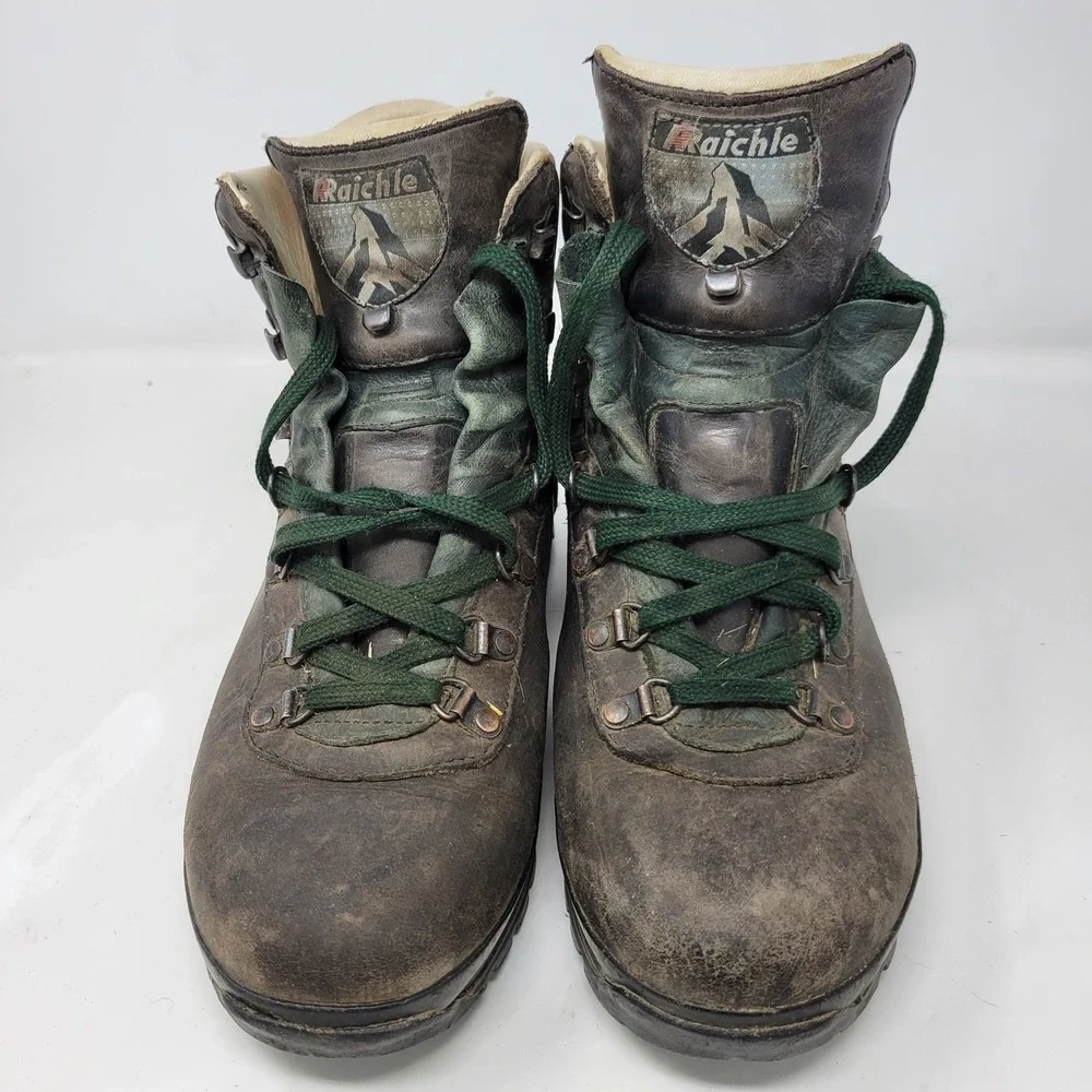 Raichle 3354 153 Mens Brown Leather Vibram Sole Hiking Boots Switzerland 9.5 M